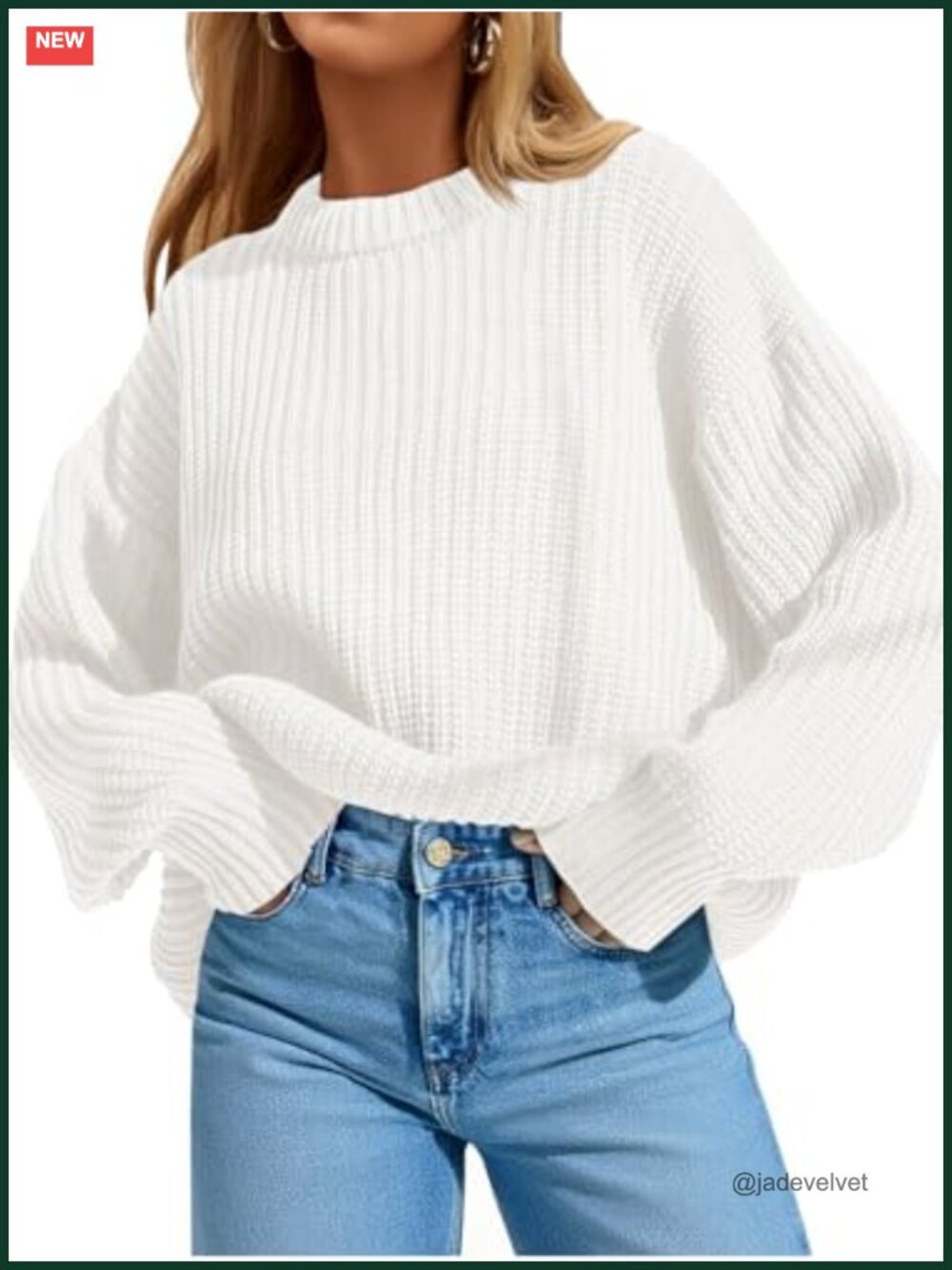 Oversized Chunky Knit Crewneck Pullover Sweater Women Long Sleeve Cozy
